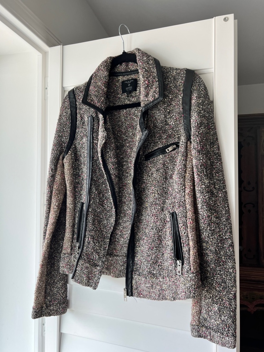 Rag & Bone Tweed Moto Jacket in Multi-Color with Black Trim